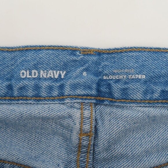 Old Navy Womens 6 High Rise Slouchy Taper Light Wash Denim Jeans Button Fly - Picture 7 of 10